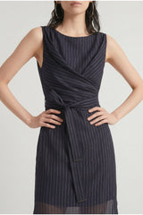 Women's Navy Sleeveless Wrap Dress