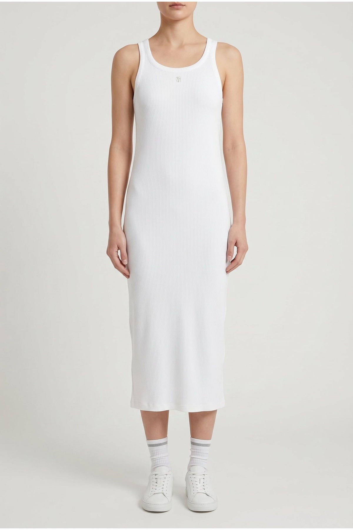 Women's White Ribbed Tank Dress
