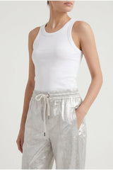 Women's Silver Linen Wide Leg Trousers