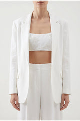 Women's White Embroidered Cropped Top