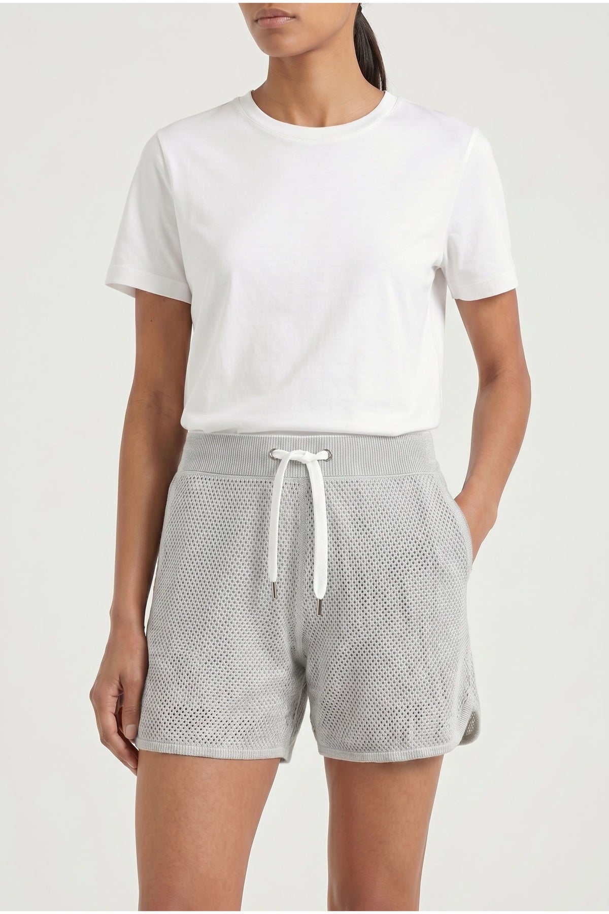 Women's Light Grey Cotton Shorts