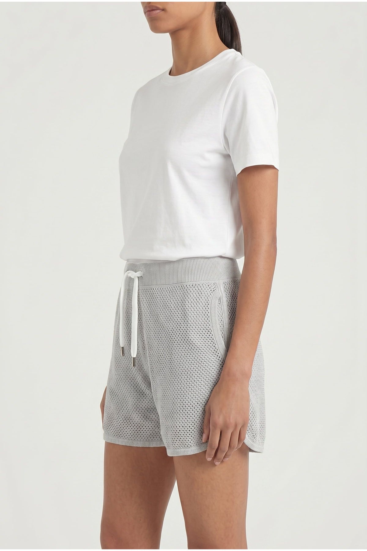 Women's Light Grey Cotton Shorts
