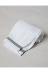 Women's White Ribbed Cotton Socks