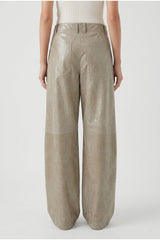 Women's Light Khaki Leather Trousers