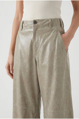 Women's Light Khaki Leather Trousers