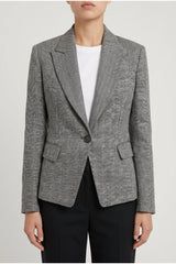 Women's Black White Linen Tailored Jacket