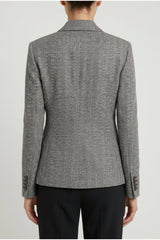 Women's Black White Linen Tailored Jacket