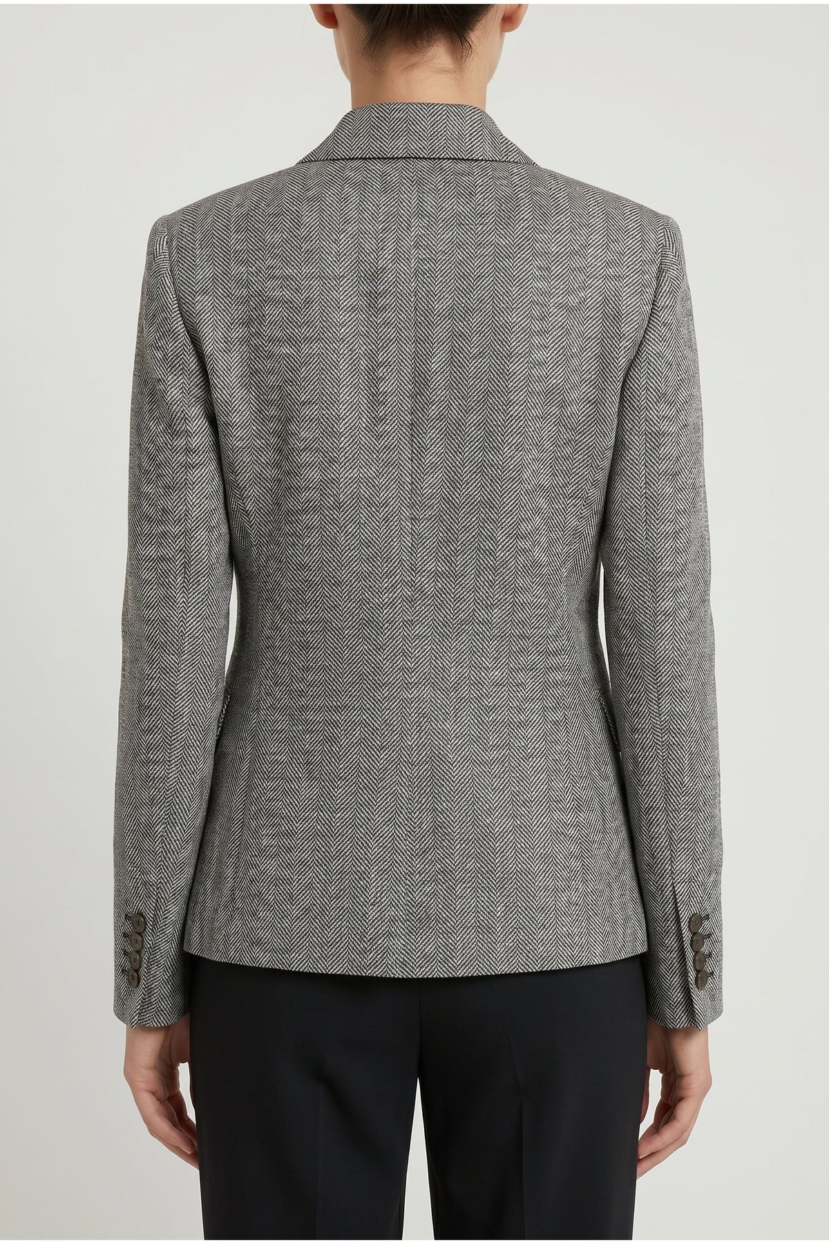 Women's Black White Linen Tailored Jacket