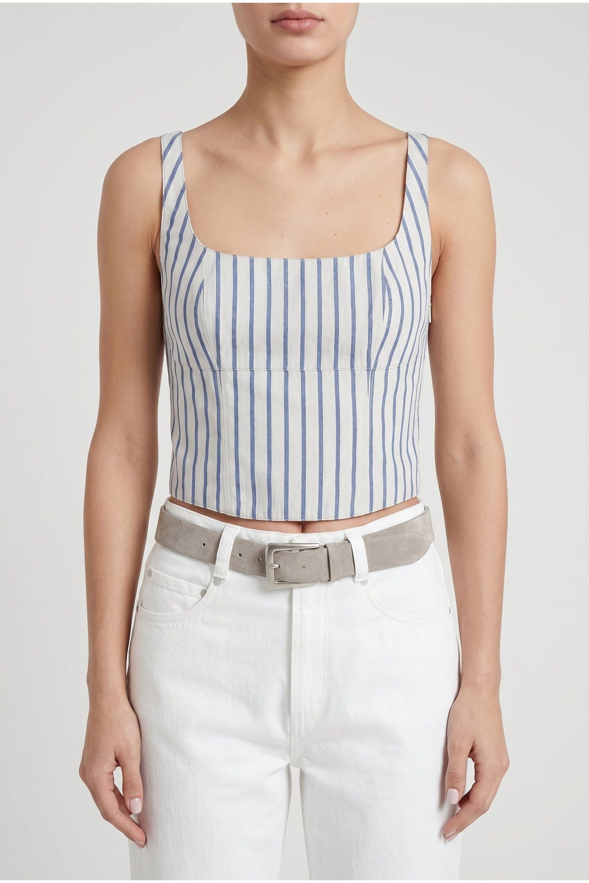 Women's Blue Striped Cotton Top