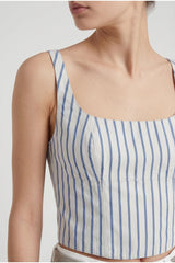 Women's Blue Striped Cotton Top