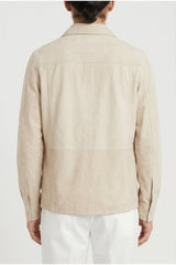 Men's Beige Leather Relaxed Jacket
