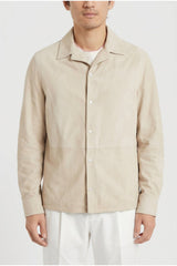 Men's Beige Leather Relaxed Jacket