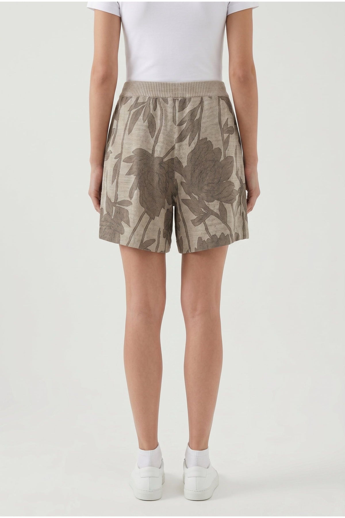 Women's Beige Linen Silk Shorts
