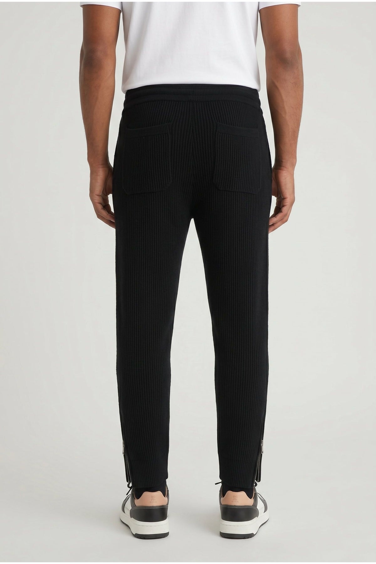 Men's Black Wool Knit Trousers