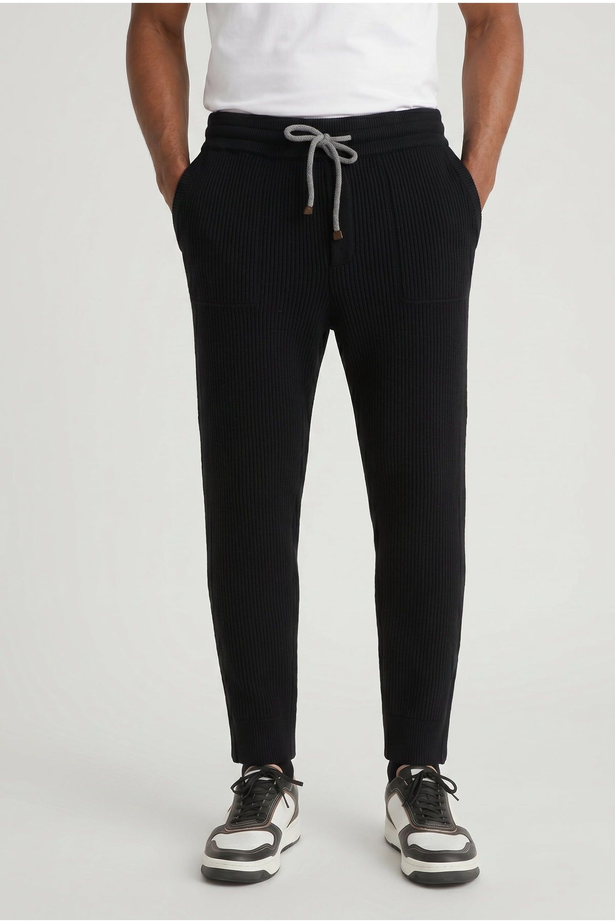 Men's Black Wool Knit Trousers