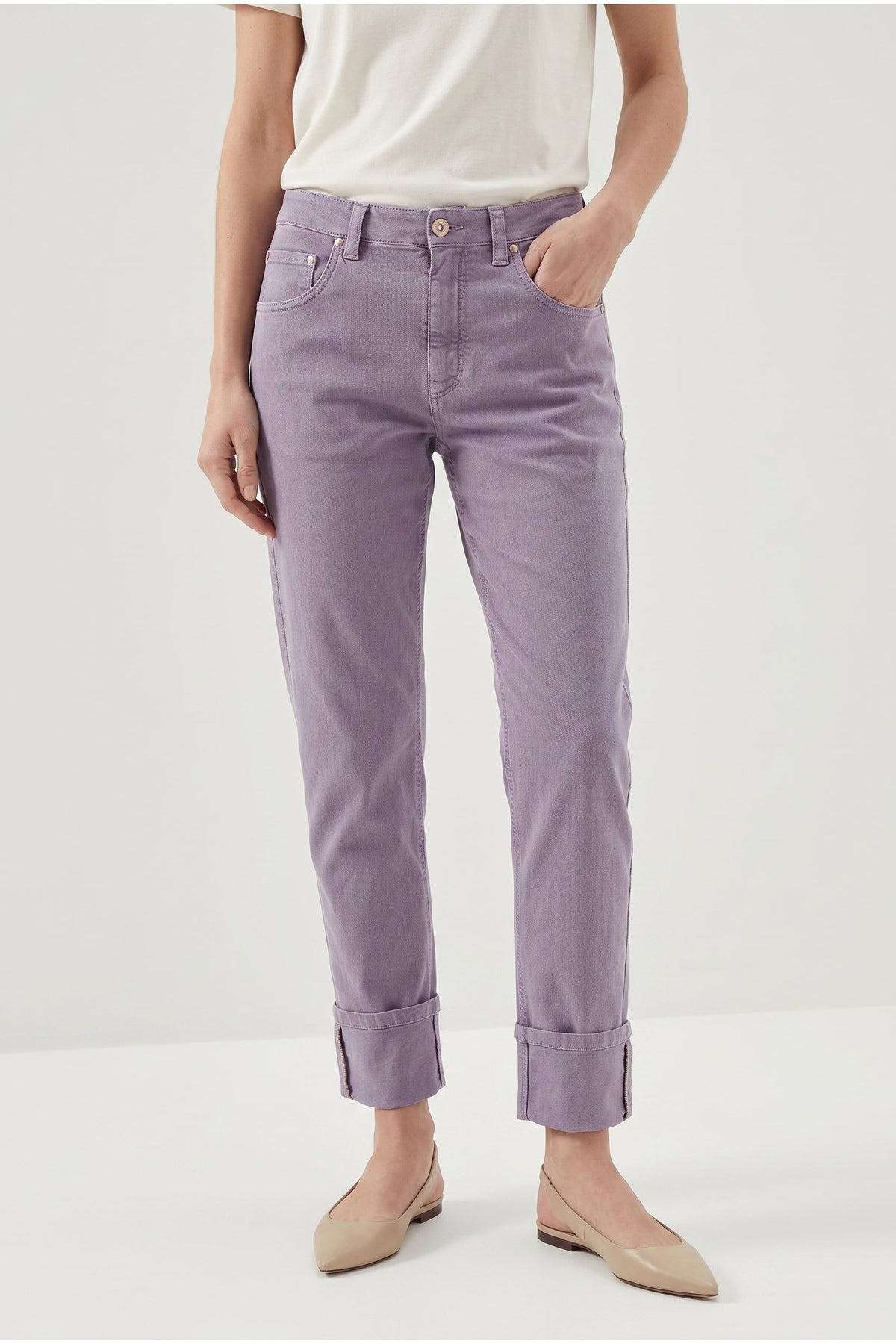 Women's Light Purple Cotton Trousers