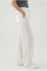Women's Off White Wool Silk Wide Trousers