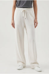 Women's Off White Wool Silk Wide Trousers