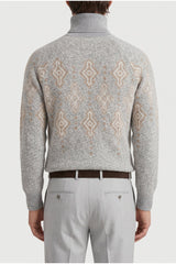 Men's Light Grey Wool Turtleneck Sweater