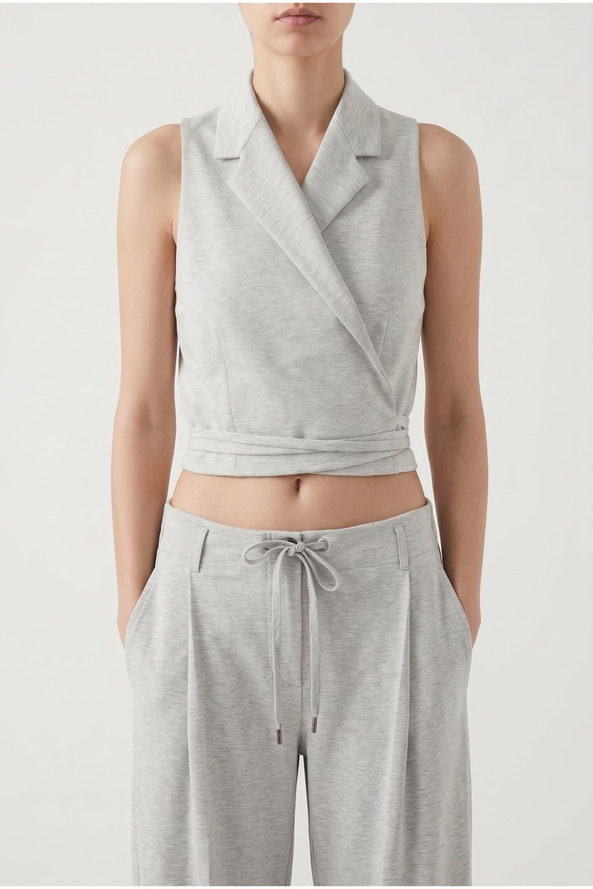 Women's Light Grey Sleeveless Shirt