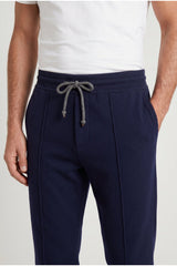 Men's Navy Wool Tapered Trousers