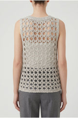 Women's Light Grey Openwork Knit Sweater
