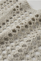 Women's Light Grey Openwork Knit Sweater