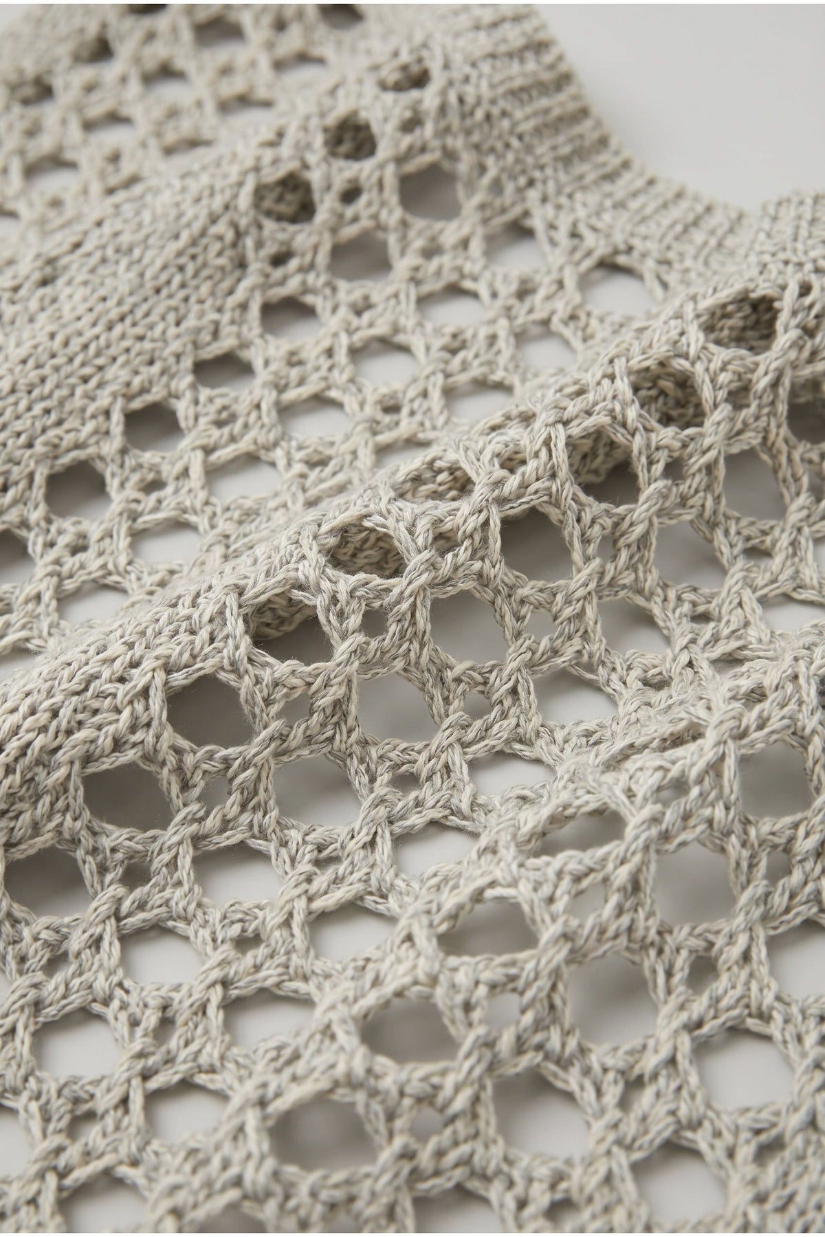 Women's Light Grey Openwork Knit Sweater