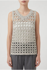Women's Light Grey Openwork Knit Sweater