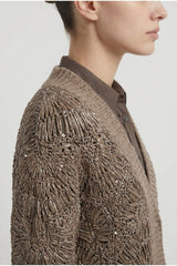 Women's Taupe Open Knit Sweater