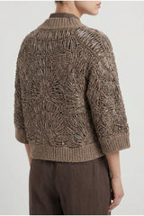 Women's Taupe Open Knit Sweater