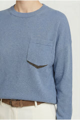 Women's Blue Wool Relaxed Sweater