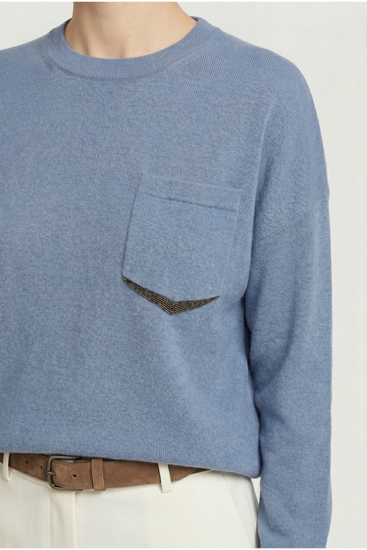 Women's Blue Wool Relaxed Sweater
