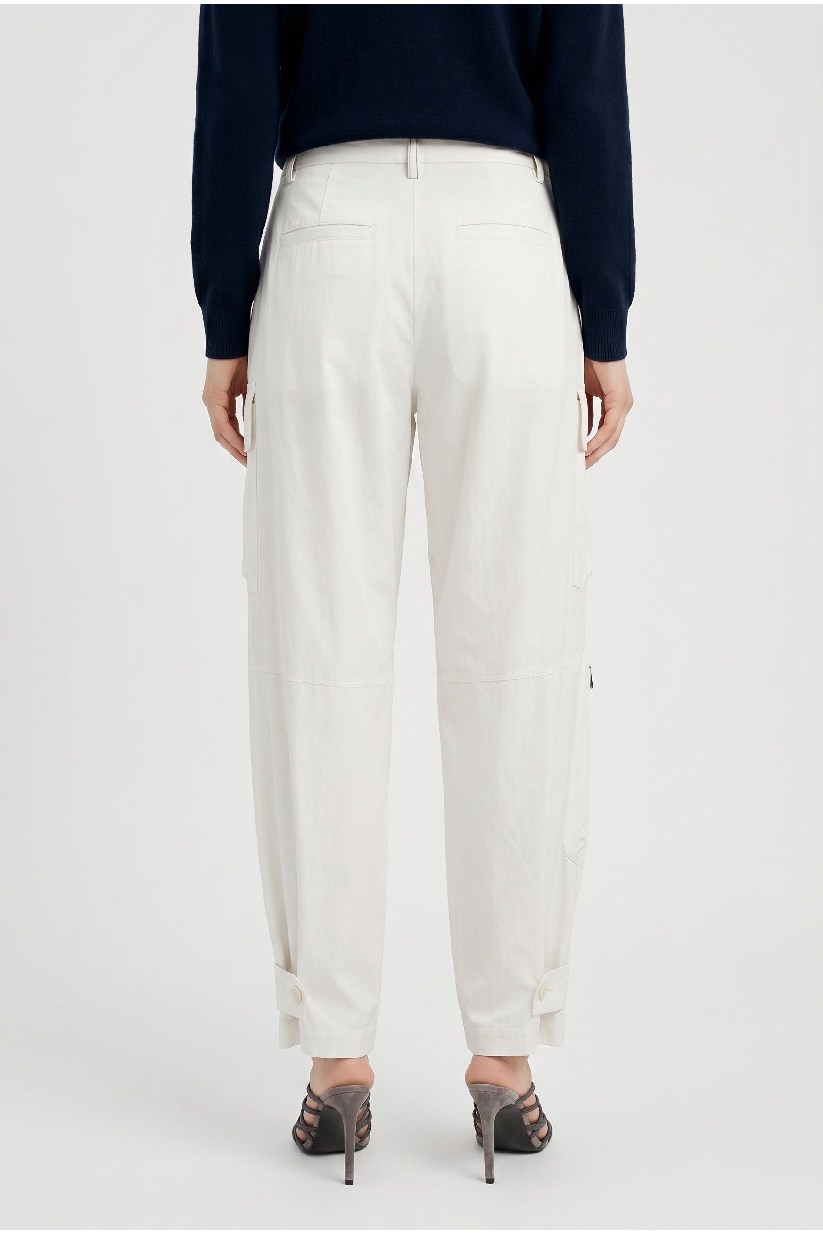 Brunello Cucinelli Women's Off White Relaxed Cargo Trousers