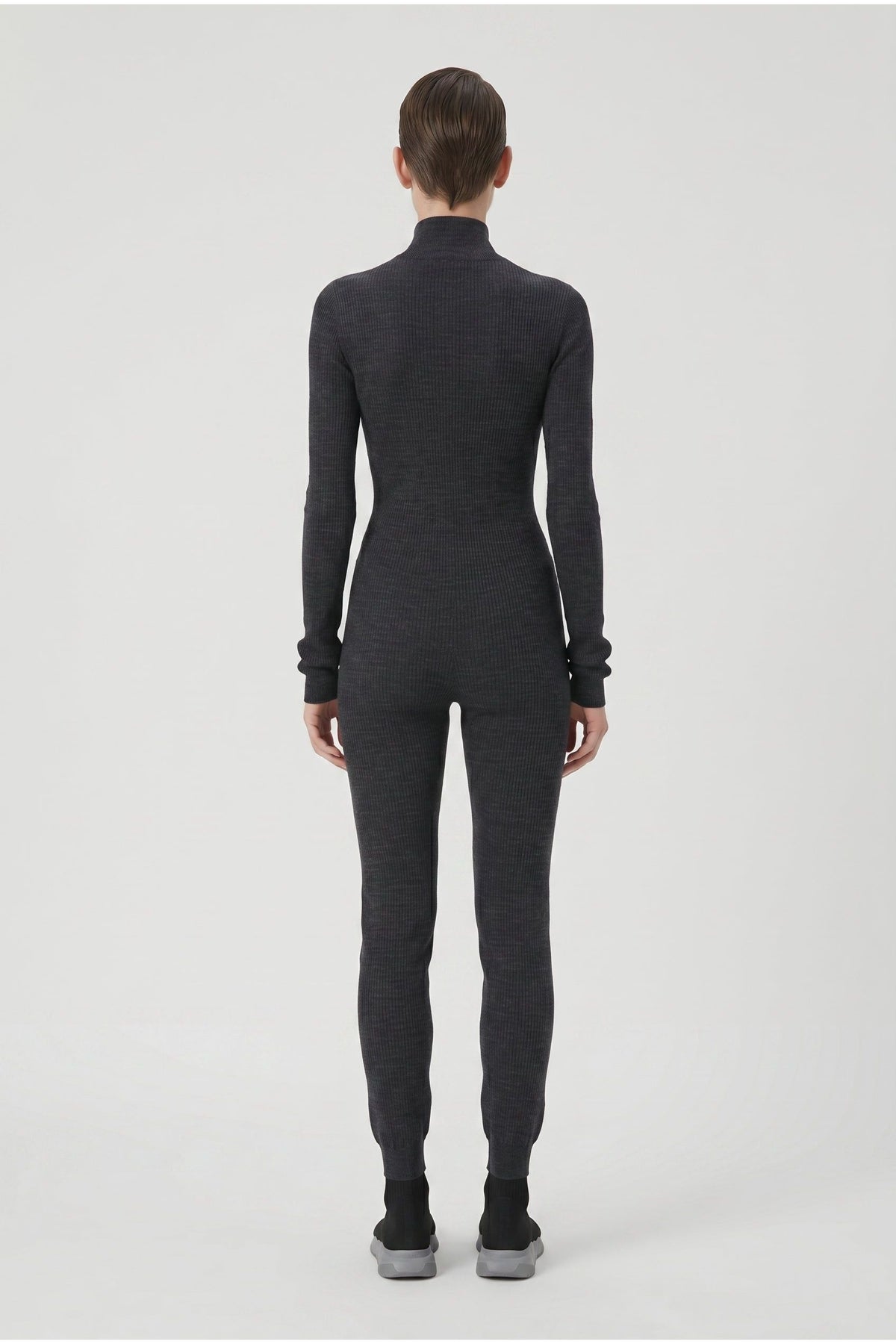Women's Dark Grey Wool Knit Jumpsuit