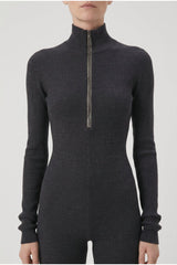Women's Dark Grey Wool Knit Jumpsuit