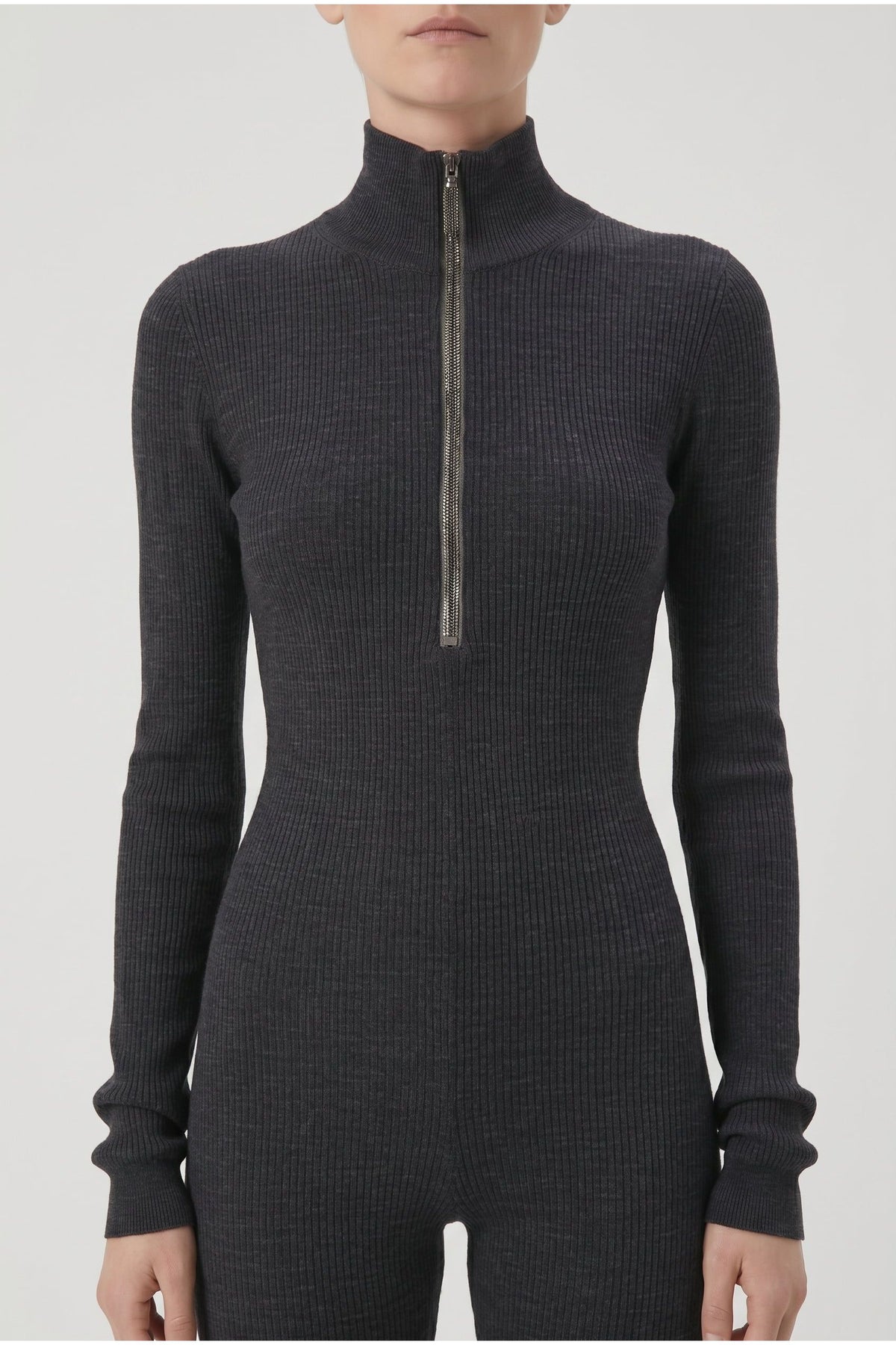 Women's Dark Grey Wool Knit Jumpsuit