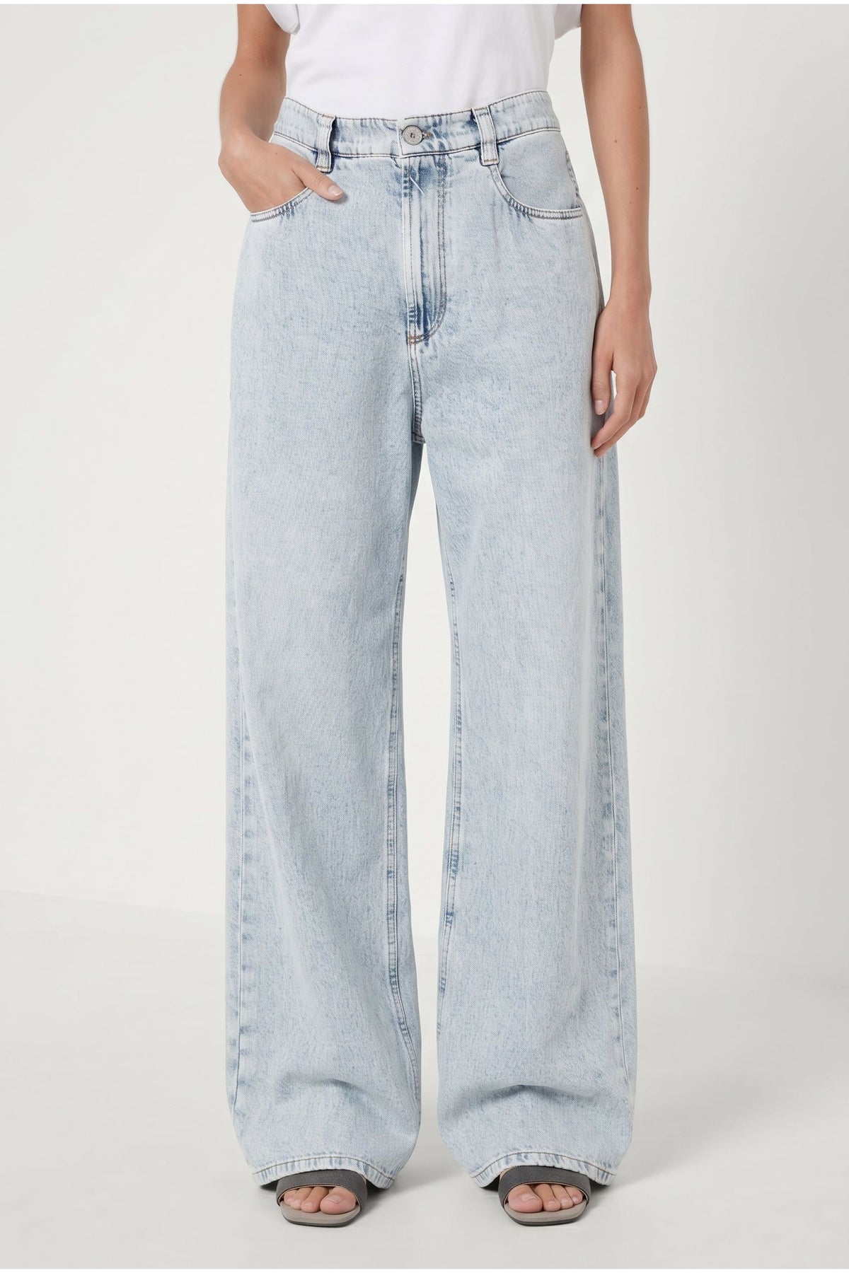 Women's Light Blue Wide Leg Trousers