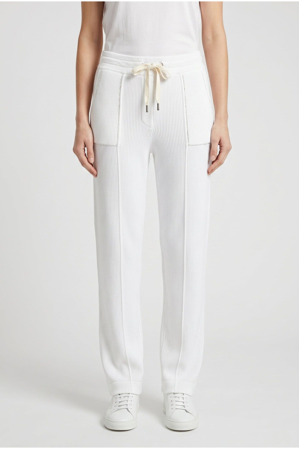 Women's White Relaxed Cotton Trousers