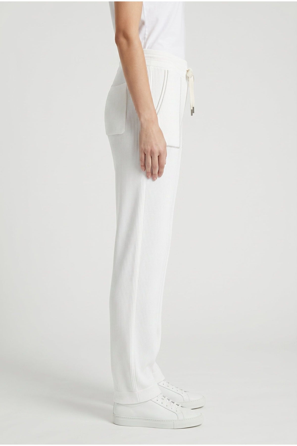Women's White Relaxed Cotton Trousers