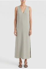 Women's Light Green Linen Blend Dress