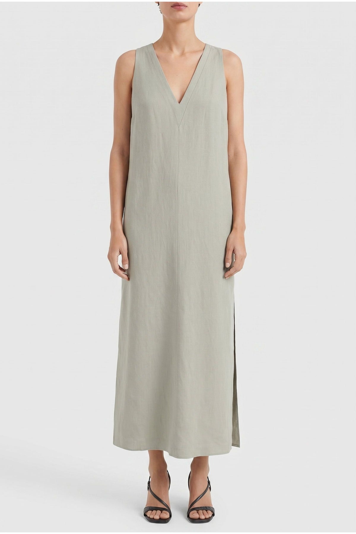 Women's Light Green Linen Blend Dress