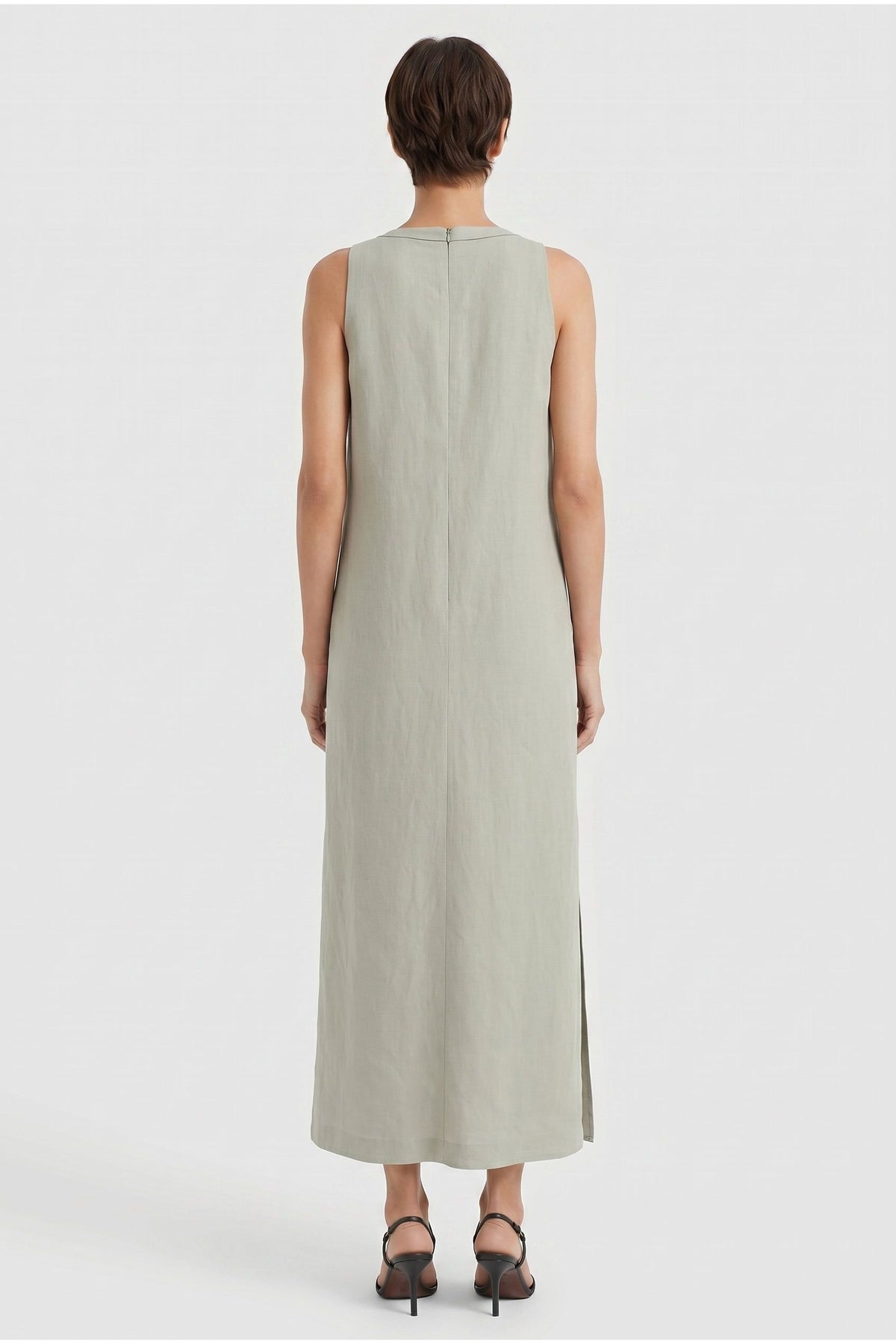Women's Light Green Linen Blend Dress