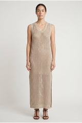 Brunello Cucinelli Women's Beige Knitted Sleeveless Dress