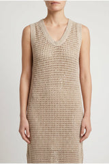 Brunello Cucinelli Women's Beige Knitted Sleeveless Dress