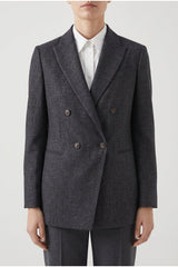 Women's Dark Grey Double Breasted Blazer