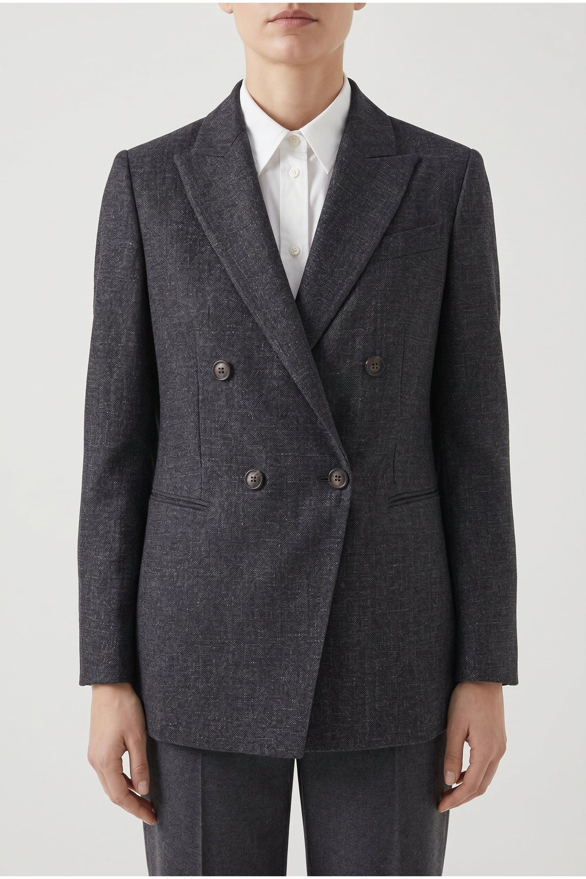 Women's Dark Grey Double Breasted Blazer
