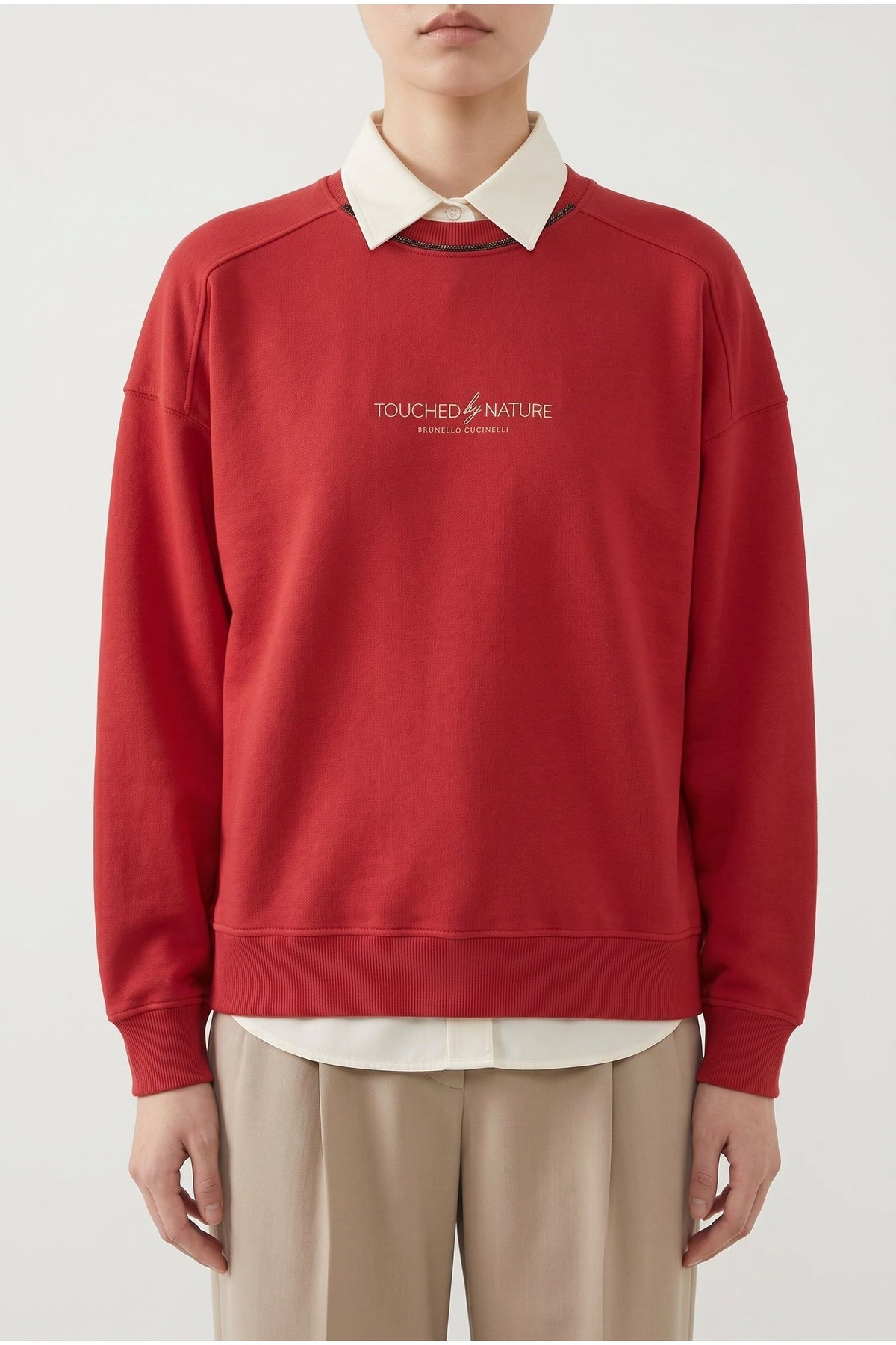 Women's Red Relaxed Cotton Sweater
