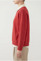 Women's Red Relaxed Cotton Sweater