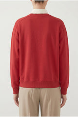 Women's Red Relaxed Cotton Sweater